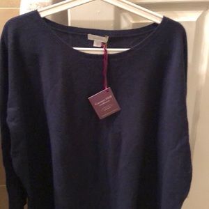 Garnet Hill Cashmere Cropped Sweater Navy